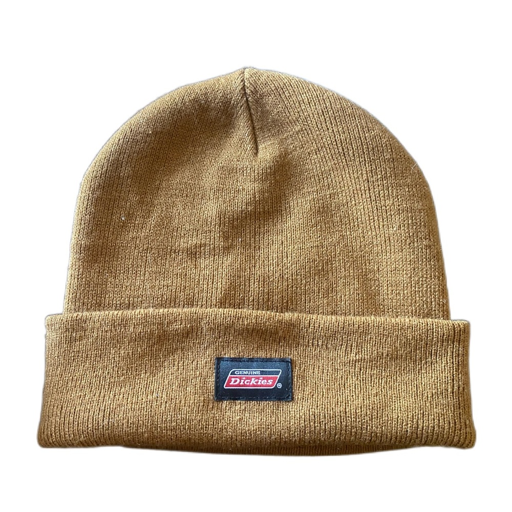 Genuine Dickies Men's Brown Acrylic Fleece Lined Workwear Cuffed Beanie Hat Cap